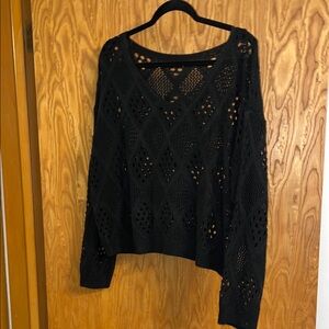 SHEIN Black Open-Knit Sweater
